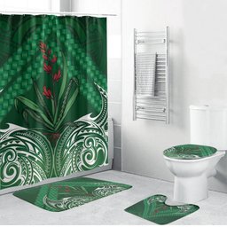Rongoa Maori New Zealand Harakeke Bathroom Set NZ Weaving Pattern Green