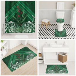 Rongoa Maori New Zealand Harakeke Bathroom Set NZ Weaving Pattern Green