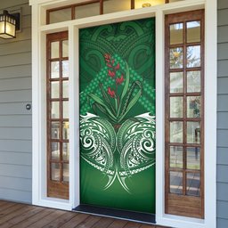 Rongoa Maori New Zealand Harakeke Door Cover NZ Weaving Pattern Green