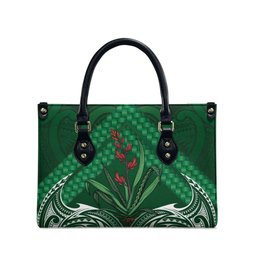 Rongoa Maori New Zealand Harakeke Leather Bag NZ Weaving Pattern Green