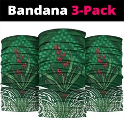 Rongoa Maori New Zealand Harakeke Neck Gaiter NZ Weaving Pattern Green