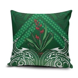 Rongoa Maori New Zealand Harakeke Pillow Cover NZ Weaving Pattern Green
