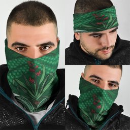 Rongoa Maori New Zealand Harakeke Neck Gaiter NZ Weaving Pattern Green