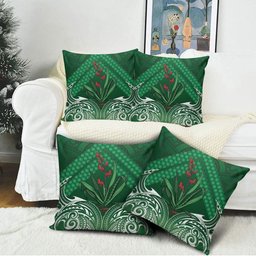 Rongoa Maori New Zealand Harakeke Pillow Cover NZ Weaving Pattern Green