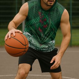 Rongoa Maori New Zealand Harakeke Sleeveless Hoodie NZ Weaving Pattern Green