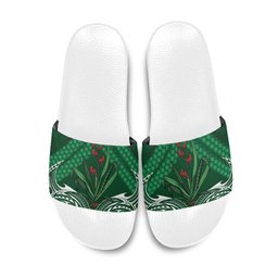 Rongoa Maori New Zealand Harakeke Slide Sandals NZ Weaving Pattern Green