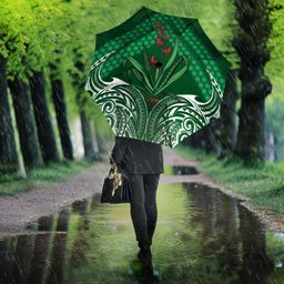 Rongoa Maori New Zealand Harakeke Umbrella NZ Weaving Pattern Green