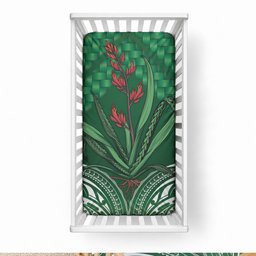 Rongoa Maori New Zealand Harakeke Baby Bed Cover NZ Weaving Pattern Green