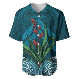 Rongoa Maori New Zealand Harakeke Baseball Jersey NZ Weaving Pattern Dark Teal