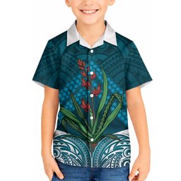 Rongoa Maori New Zealand Harakeke Hawaiian Shirt NZ Weaving Pattern Dark Teal