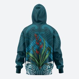 Rongoa Maori New Zealand Harakeke Hoodie NZ Weaving Pattern Dark Teal