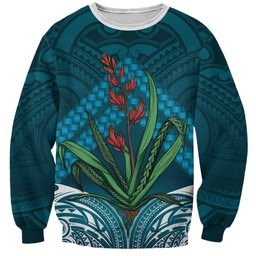 Rongoa Maori New Zealand Harakeke Sweatshirt NZ Weaving Pattern Dark Teal