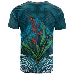 Rongoa Maori New Zealand Harakeke T Shirt NZ Weaving Pattern Dark Teal