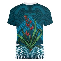 Rongoa Maori New Zealand Harakeke Women V-Neck T-Shirt NZ Weaving Pattern Dark Teal