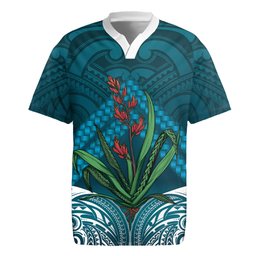 Rongoa Maori New Zealand Harakeke Rugby Jersey NZ Weaving Pattern Dark Teal