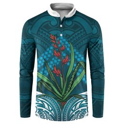 Rongoa Maori New Zealand Harakeke Button Sweatshirt NZ Weaving Pattern Dark Teal
