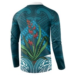 Rongoa Maori New Zealand Harakeke Button Sweatshirt NZ Weaving Pattern Dark Teal