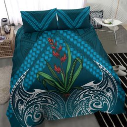 Rongoa Maori New Zealand Harakeke Bedding Set NZ Weaving Pattern Dark Teal