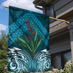 Rongoa Maori New Zealand Harakeke Garden Flag NZ Weaving Pattern Dark Teal