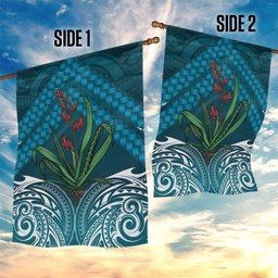 Rongoa Maori New Zealand Harakeke Garden Flag NZ Weaving Pattern Dark Teal