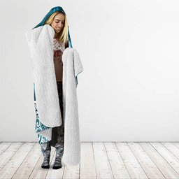 Rongoa Maori New Zealand Harakeke Hooded Blanket NZ Weaving Pattern Dark Teal