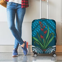 Rongoa Maori New Zealand Harakeke Luggage Cover NZ Weaving Pattern Dark Teal
