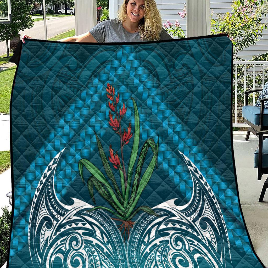 Rongoa Maori New Zealand Harakeke Quilt NZ Weaving Pattern Dark Teal