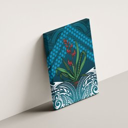 Rongoa Maori New Zealand Harakeke Canvas Wall Art NZ Weaving Pattern Dark Teal