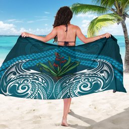 Rongoa Maori New Zealand Harakeke Sarong NZ Weaving Pattern Dark Teal