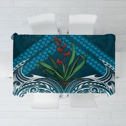 Rongoa Maori New Zealand Harakeke Tablecloth NZ Weaving Pattern Dark Teal