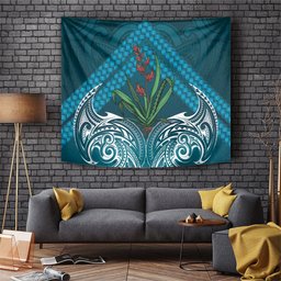 Rongoa Maori New Zealand Harakeke Tapestry NZ Weaving Pattern Dark Teal