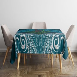Rongoa Maori New Zealand Harakeke Tablecloth NZ Weaving Pattern Dark Teal