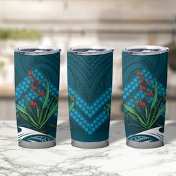 Rongoa Maori New Zealand Harakeke Tumbler Cup NZ Weaving Pattern Dark Teal