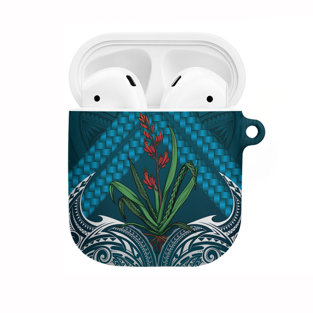 Rongoa Maori New Zealand Harakeke AirPods Case NZ Weaving Pattern Dark Teal