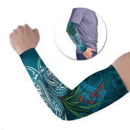 Rongoa Maori New Zealand Harakeke Arm Sleeves NZ Weaving Pattern Dark Teal