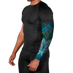 Rongoa Maori New Zealand Harakeke Arm Sleeves NZ Weaving Pattern Dark Teal