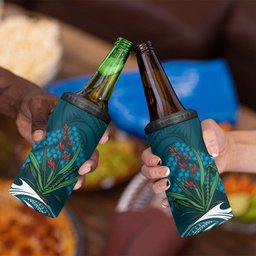 Rongoa Maori New Zealand Harakeke 4 in 1 Can Cooler Tumbler NZ Weaving Pattern Dark Teal