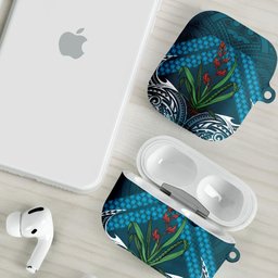 Rongoa Maori New Zealand Harakeke AirPods Case NZ Weaving Pattern Dark Teal