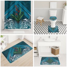 Rongoa Maori New Zealand Harakeke Bathroom Set NZ Weaving Pattern Dark Teal