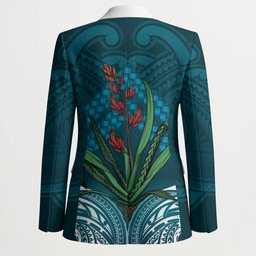 Rongoa Maori New Zealand Harakeke Blazer NZ Weaving Pattern Dark Teal