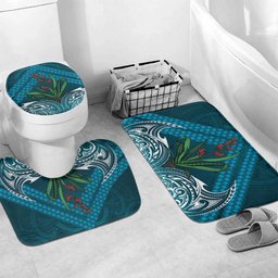 Rongoa Maori New Zealand Harakeke Bathroom Set NZ Weaving Pattern Dark Teal