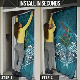 Rongoa Maori New Zealand Harakeke Door Cover NZ Weaving Pattern Dark Teal