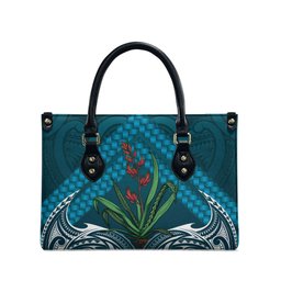 Rongoa Maori New Zealand Harakeke Leather Bag NZ Weaving Pattern Dark Teal