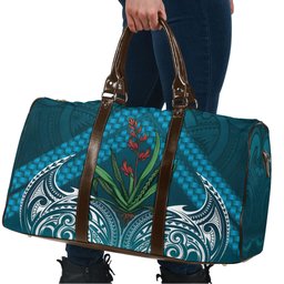 Rongoa Maori New Zealand Harakeke Travel Bag NZ Weaving Pattern Dark Teal