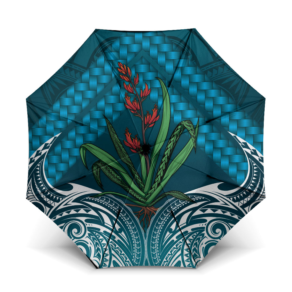 Rongoa Maori New Zealand Harakeke Umbrella NZ Weaving Pattern Dark Teal