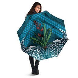 Rongoa Maori New Zealand Harakeke Umbrella NZ Weaving Pattern Dark Teal