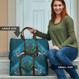 Rongoa Maori New Zealand Harakeke Travel Bag NZ Weaving Pattern Dark Teal