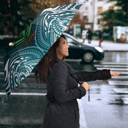Rongoa Maori New Zealand Harakeke Umbrella NZ Weaving Pattern Dark Teal