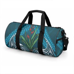 Rongoa Maori New Zealand Harakeke Duffle Bag NZ Weaving Pattern Dark Teal