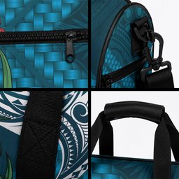 Rongoa Maori New Zealand Harakeke Duffle Bag NZ Weaving Pattern Dark Teal